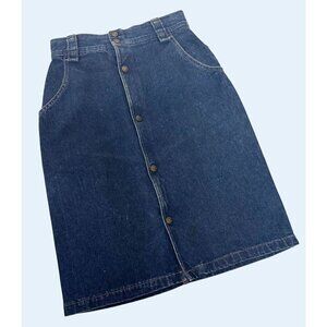 Vintage CALVIN KLEIN 80s / 90s Denim Midi Front Button Skirt Sz 25